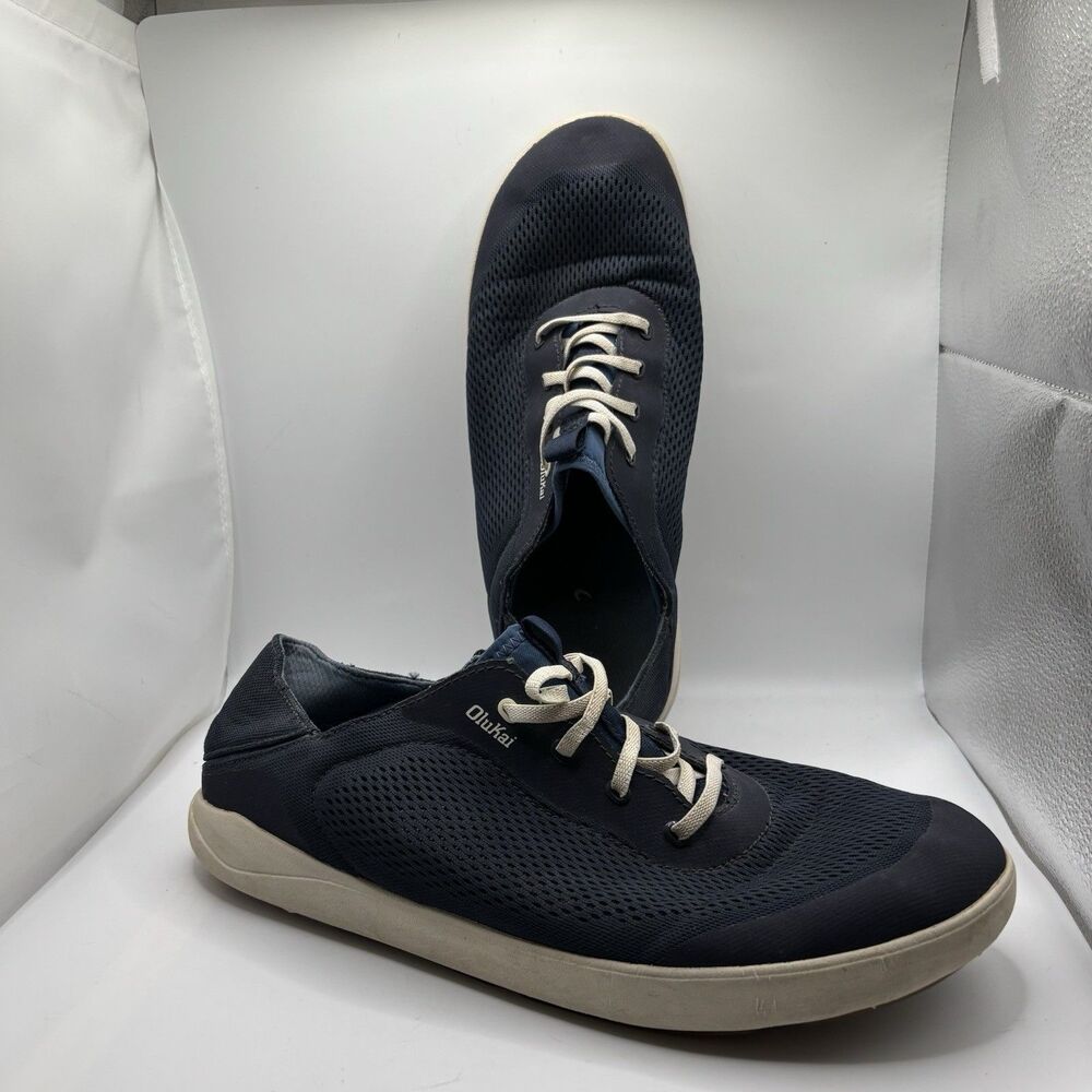 Olukai Moku Pae Shoes Men’s Size 12 Navy Blue Lace Up Beach Casual Golf Summer